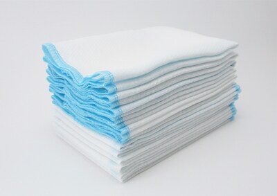Reusable Paperless Towels - Eco-Friendly Birdseye Cotton - Virtually Lint-Free and Durable - Aqua Blue Stitching - image3